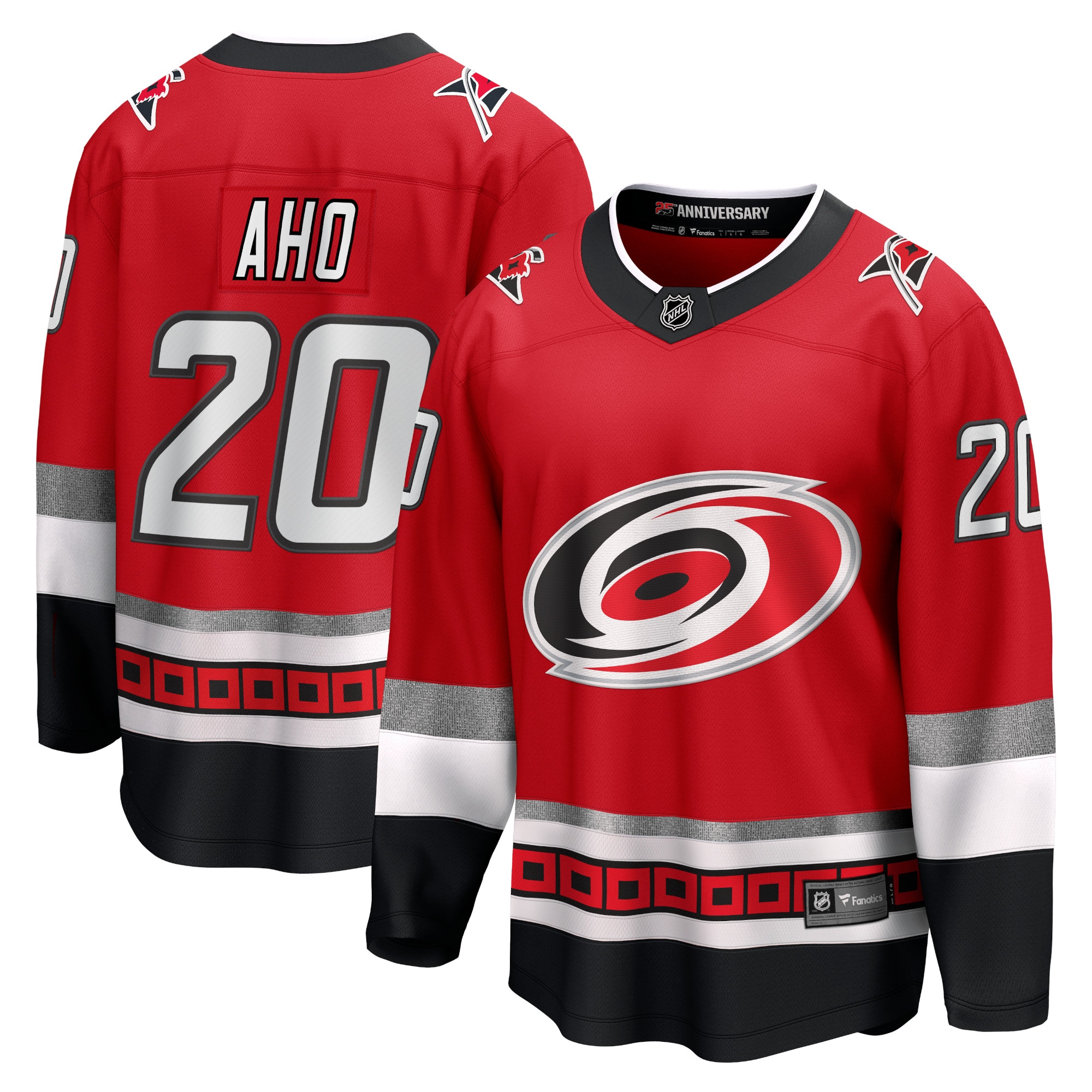 Sebastian Aho Carolina Hurricanes Branded 25th Anniversary Premier Breakaway Player Jersey – Red