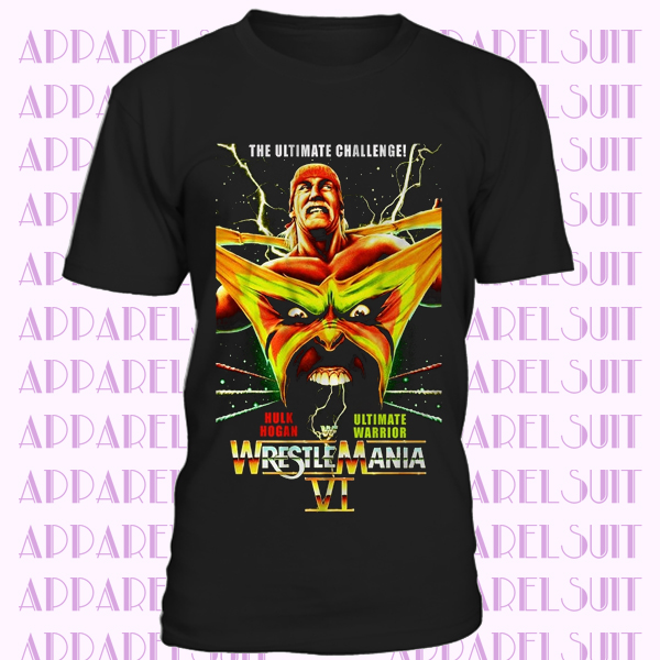 Vintage Style WWF WWE Wrestling WrestleMania 6 Hulk Hogan Ultimate Warrior Retro T-Shirt