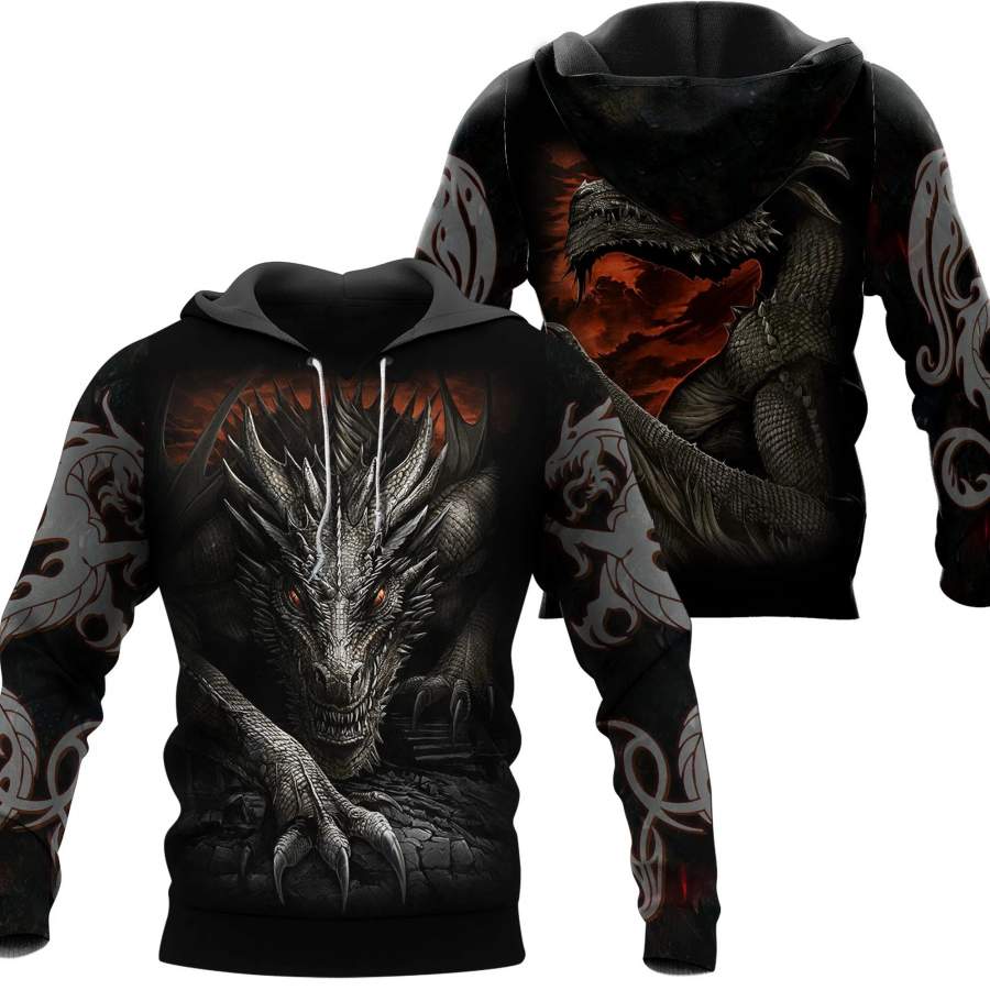 3D Tattoo and Dungeon Dragon Hoodie T Shirt For Men and Women NM050950