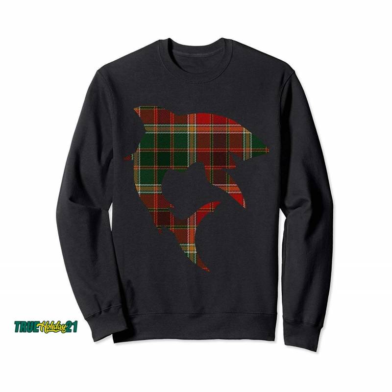 Shark Xmas Scottish Tartan Plaid Christmas Costume Sweatshirt