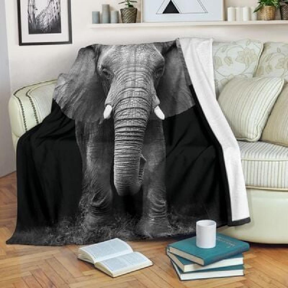 Animal Elephant Black Special Gift Fleece Blanket Family Gift Home Decor Bedding Couch Sofa Soft And Comfy Cozy