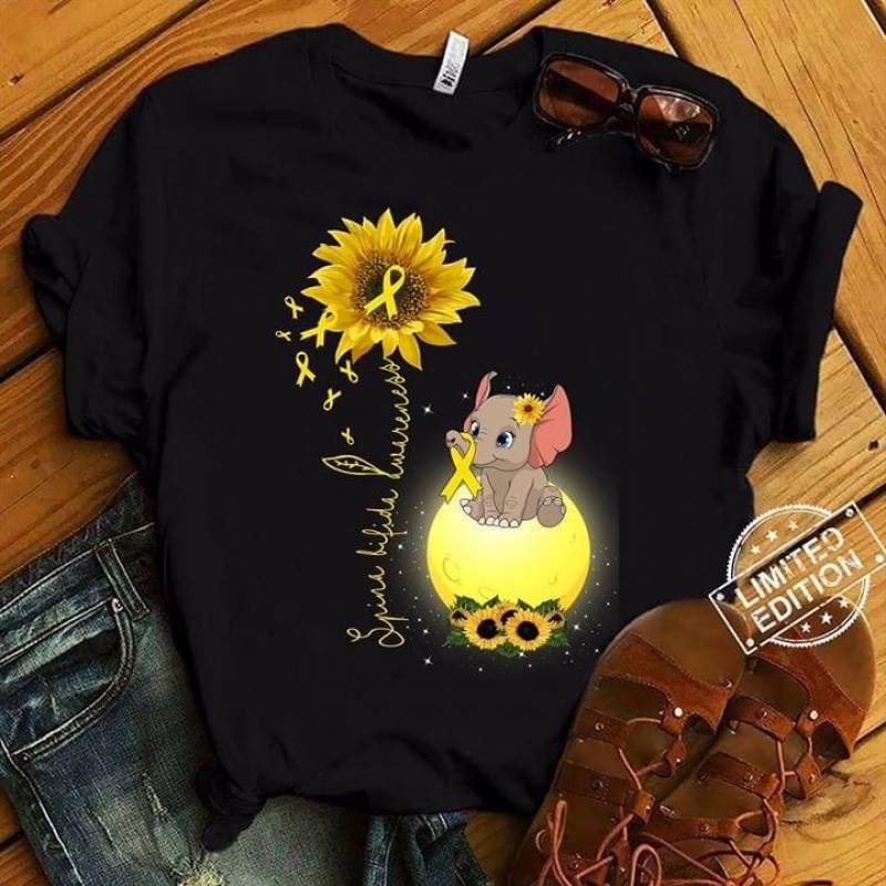 Ribbon Yellow Awareness Baby Elephants Moon Sunflowers You Are My Sunshine Best Gifts For Friends Black Men And Women T Shirt S-5Xl