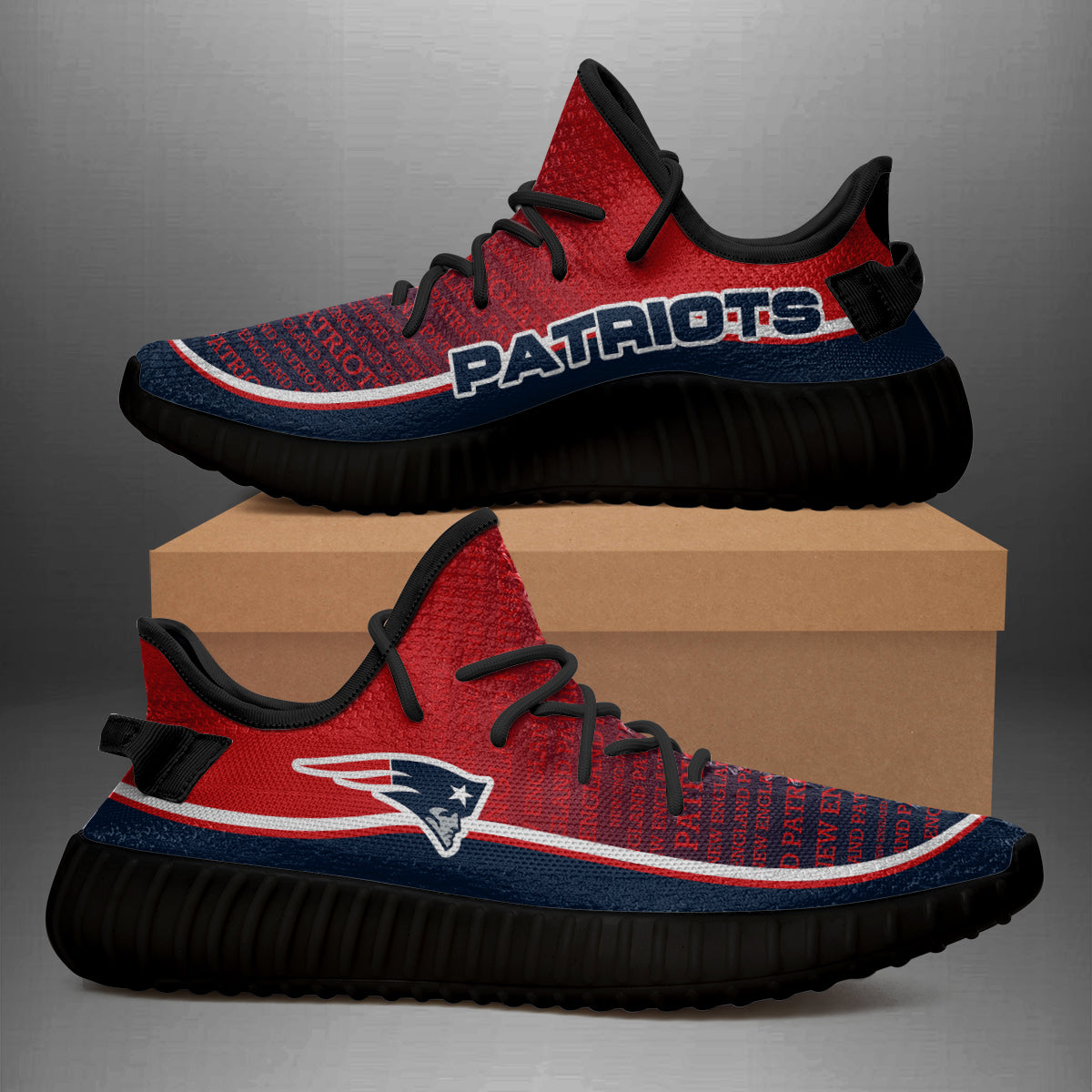 Colorful Line Words New England Patriots Yeezy Shoes