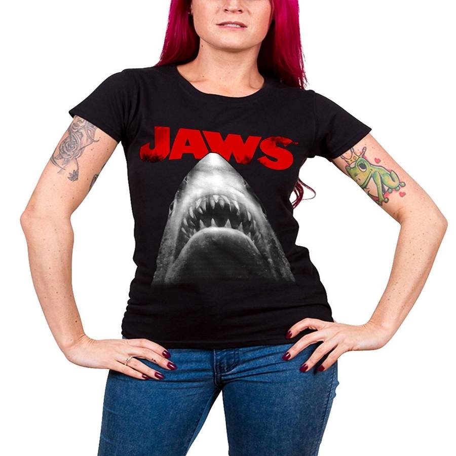 Jaws Poster Girly Tee Shirt Loose Short Sleeve Summer Fashion Women’S T-Shirt