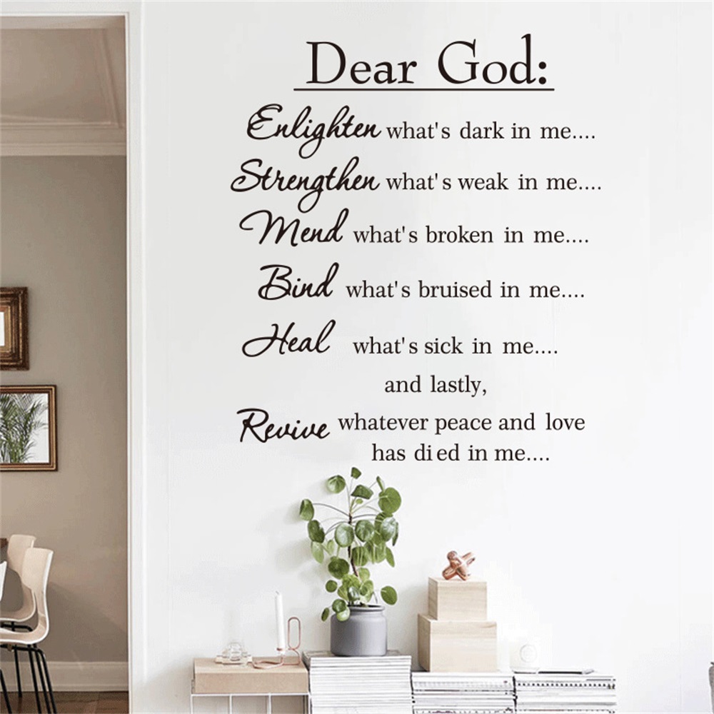 English Slogan Wall Stickers Home Living Room Wallpaper Decoration Personality Diy Self-Adhesive Paper Dear God Poster Decor alx