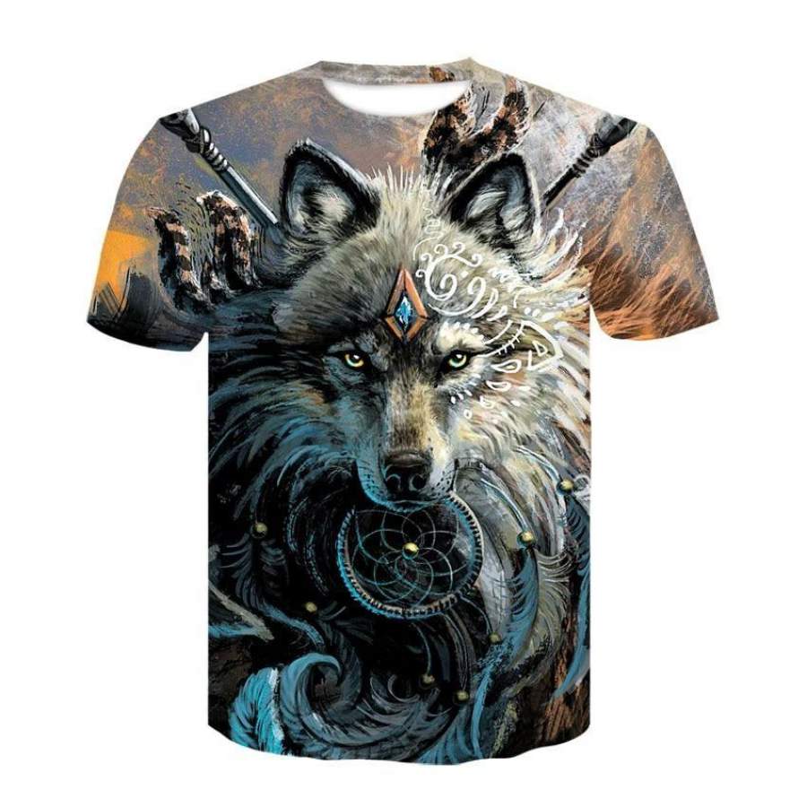 Wolf Warrior by SunimaArt 3D T shirts Men T-Shirts  Drop Ship Tops Tees Short Sleeve Tshirt Camiseta Summer Animal