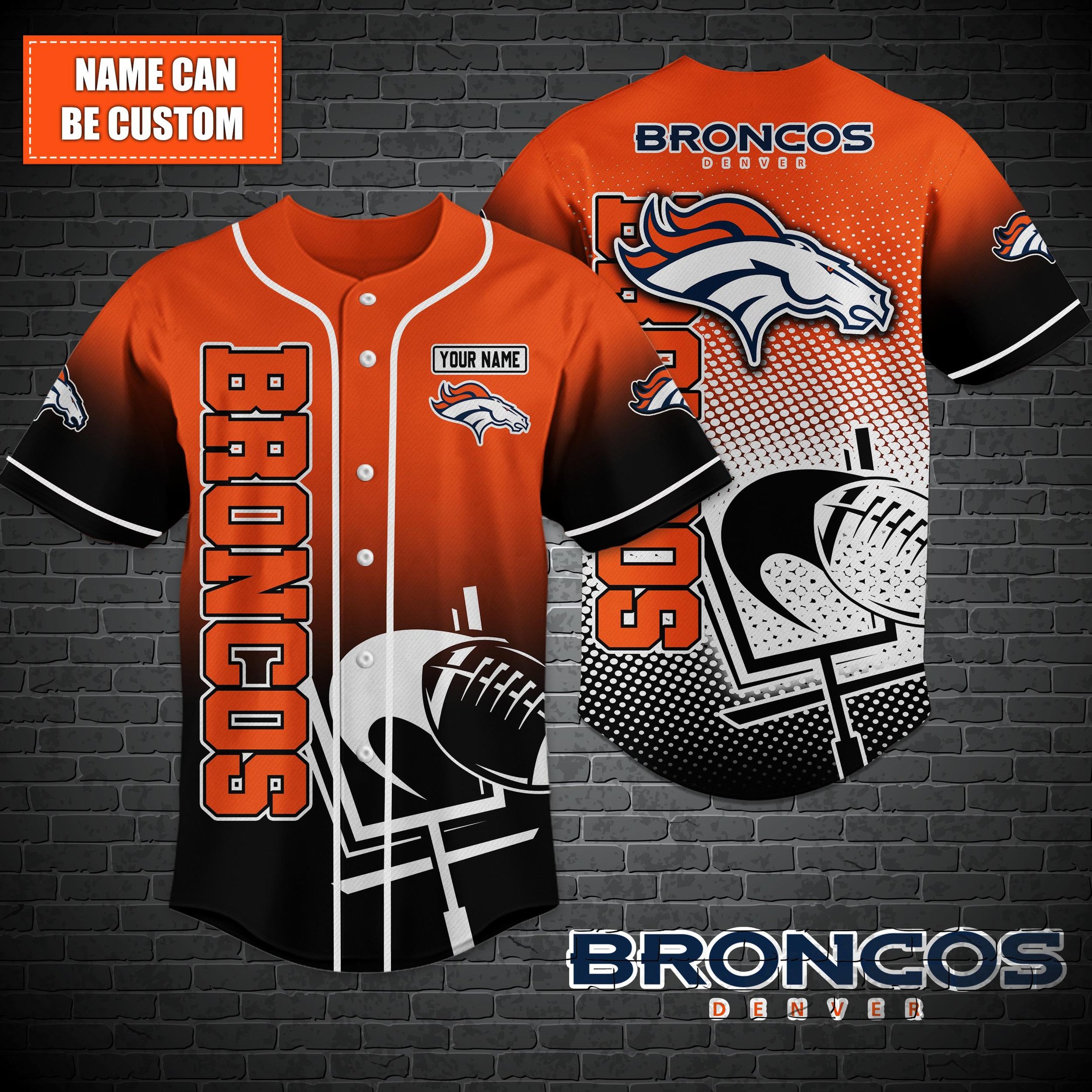 Denver Broncos Custom Name Baseball Shirt T-44757