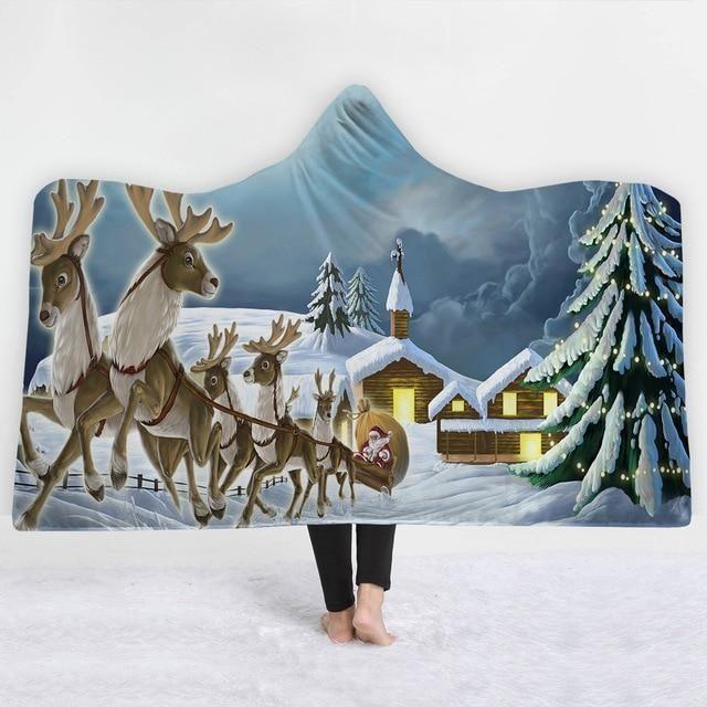 X-Mas Snow Winter Hooded Blanket Christmas Decoration Ideas