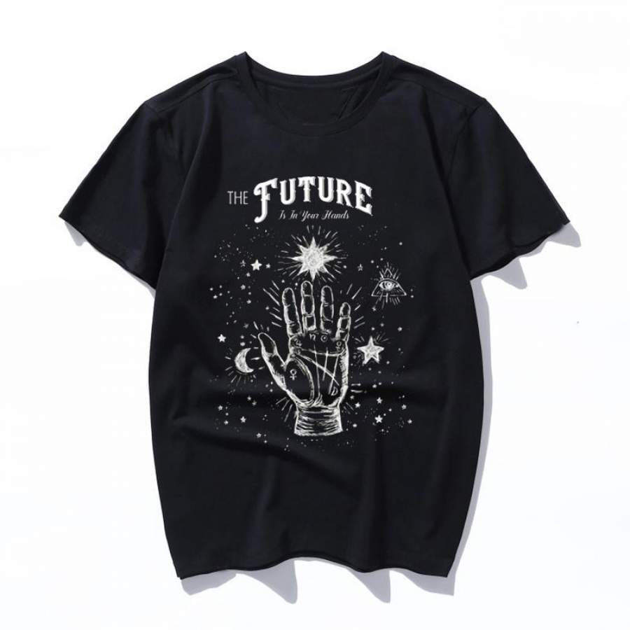 the future is in your hands Summer Casual Cartoon Funny Vintage Short Sleeve Women men Tees Loose Large Size Couple Harajuku T-Shirt