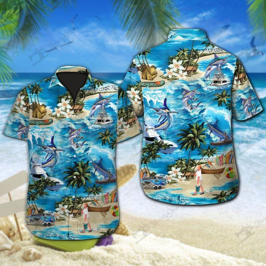 Hawaii Aloha Shirts Fishing Blue Marlin Ha90610