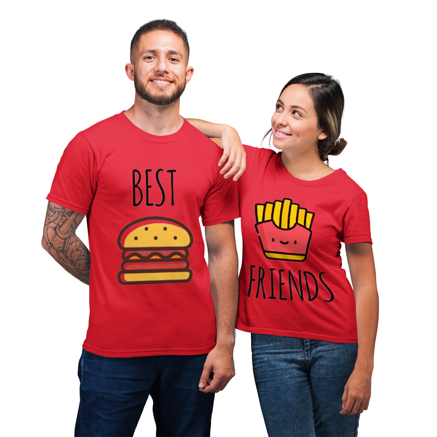 Bestfriend French Fries And Hamburger His Her Shirt For Couples Friend Matching T-shirt