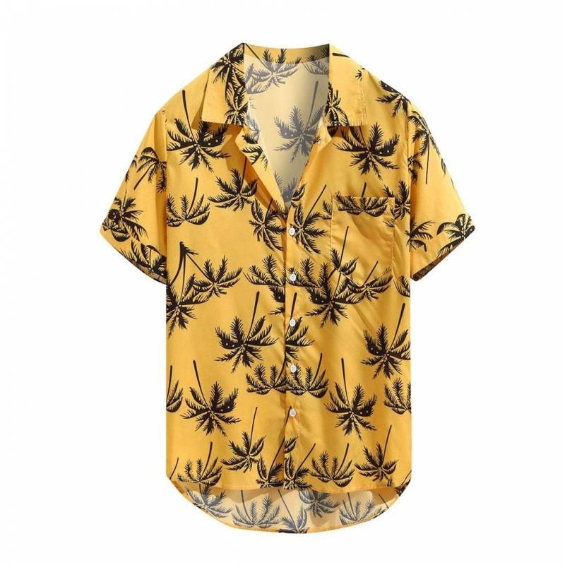 Printed Hawaii Loose Beachwear Short Sleeve Casual Buttons Shirt Ha3123