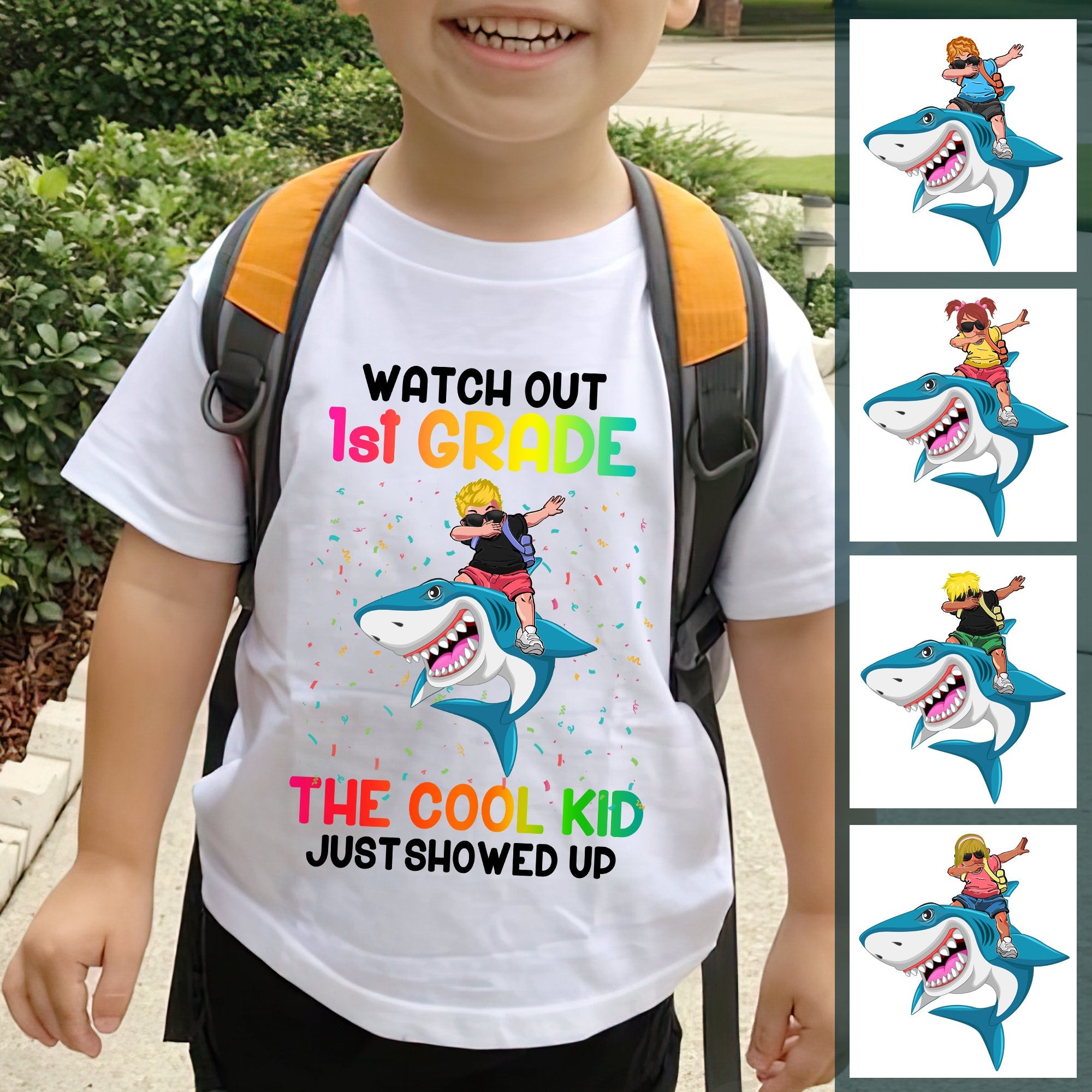 Customized Youth Tshirt Watch Out New Grade The Cool Kid Just Showed Up With Shark Custom Gift Cotton Plus Size