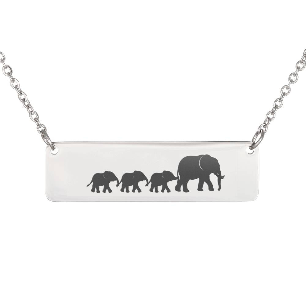 Personalized Mama Elephant+ 3 Baby Elephants – Necklace