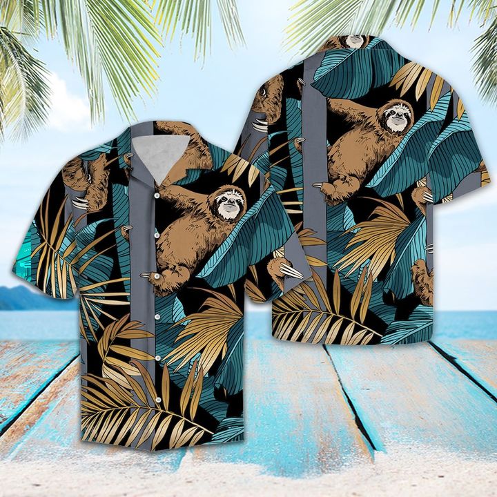 Tropical Sloth Hawaiian Shirt Summer Button Up For Men, Women, Couple