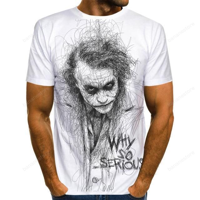 2020 Summer Clown White Joker 3D Printed T Shirt Men Joker Face Casual Male Tshirt Clown Short Sleeve Funny T Shirts Tops