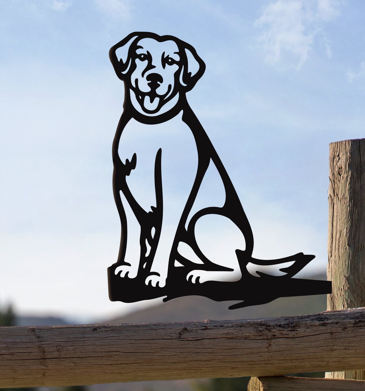 Metal Labrador Silhouette Puppy – Usa Steel Dog Sign Cutout – Rustic Outdoor Home & Garden Decor – Housewarming Gift For Dog Lovers