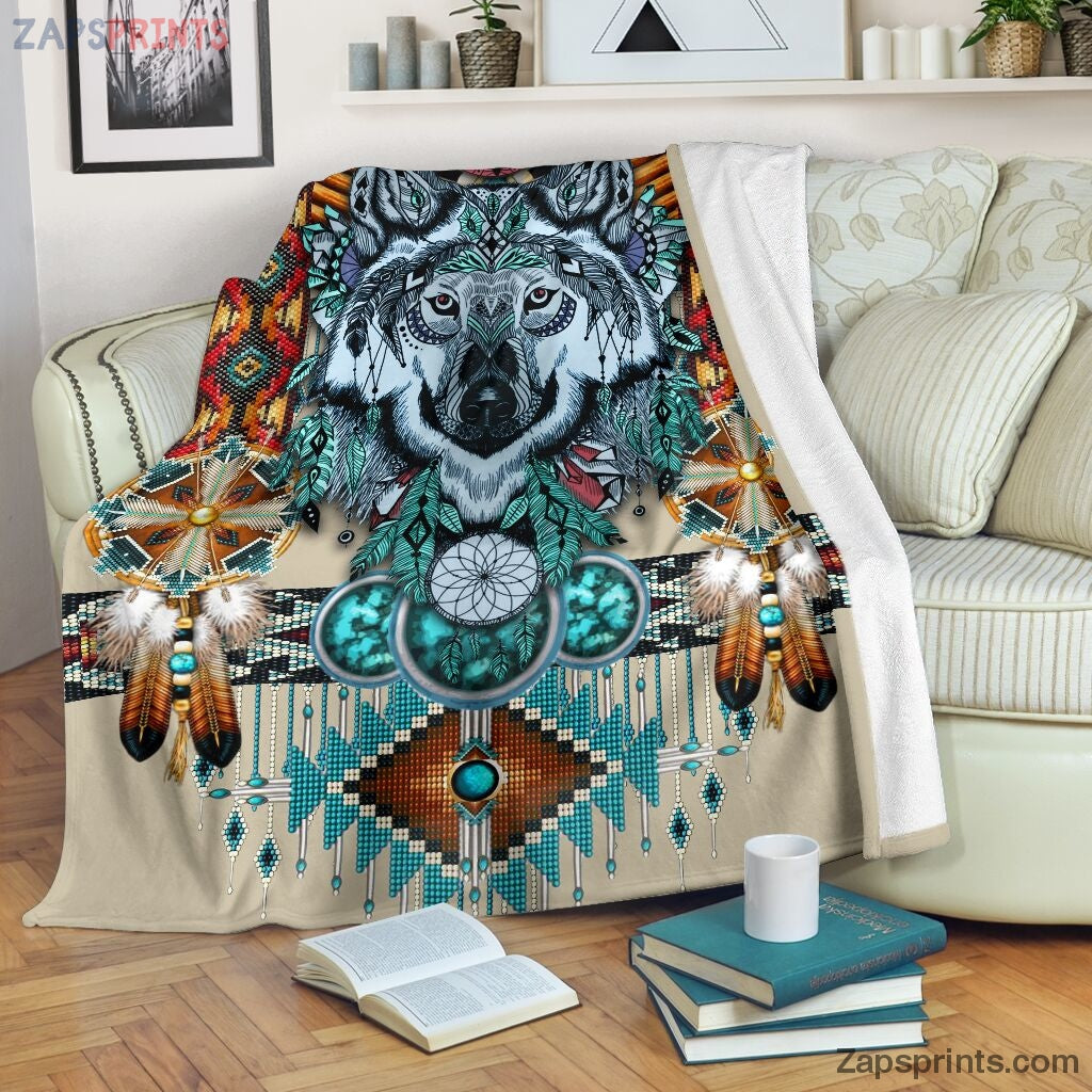 Wolf Native American Pattern Blanket – Cool Gift Ideas