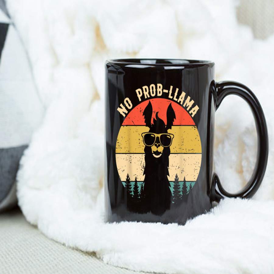 Coffee Mug NO PROB-LLAMA Mug Vintage Llama Alpaca – Black Mug