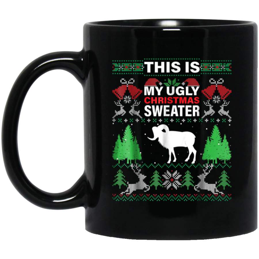 This Is My Ugly Christmas Funny Goat Animal Lovers 11 oz 15 oz Black Mug