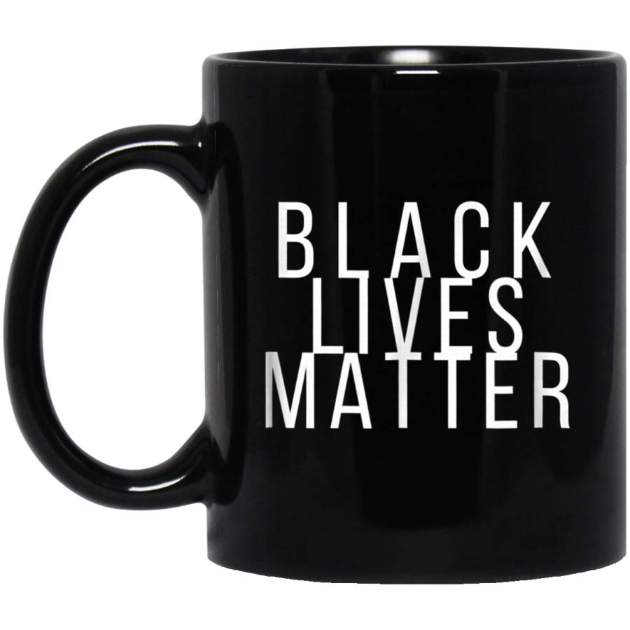 Simple Black Lives Matter in White Letters Black Mugs