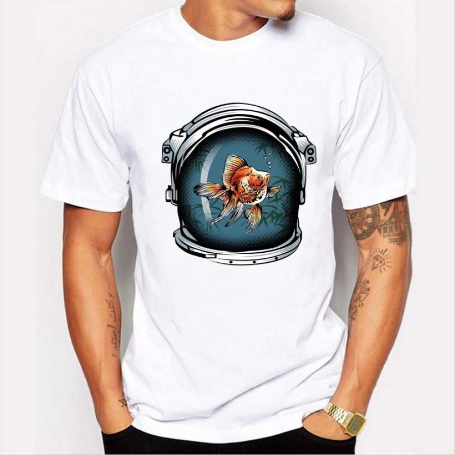 Hot Sell 2018 Funny Goldfish Vintage Design Brand Men T Shirt Top Quality Printed T-Shirt Short Sleeve Casual Tops