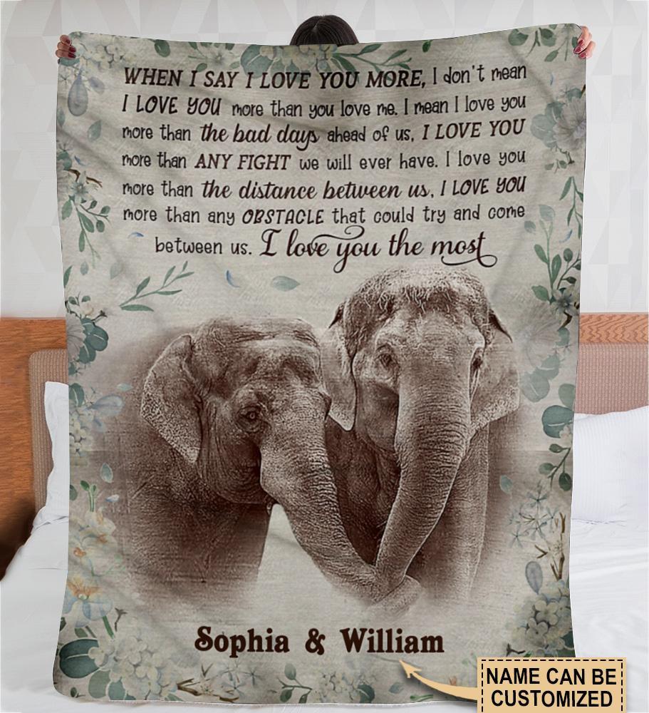 Personalized Blanket Elephant I Love You The Most Custom Blanket, Blanket Sofa Bed, Weighted Blanket, Picnic Blanket, Electric Blanket, Heated Blanket, Gravity Blanket