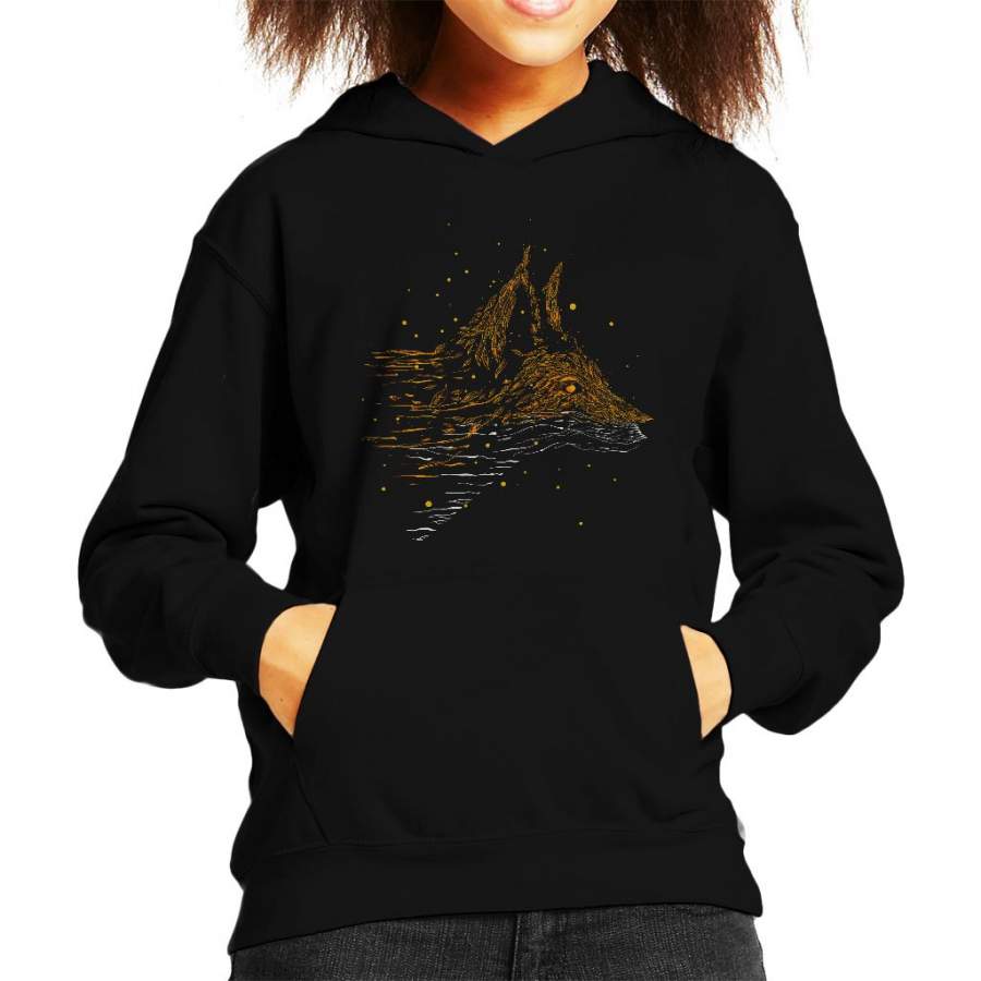 Falling In Leaves Fox Art Kid’s Hooded Sweatshirt