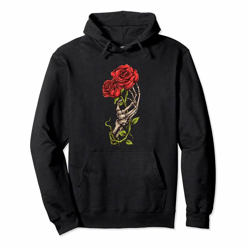 Skeleton Hand Holding Rose Flower Aesthetic Tattoo Fashion Pullover Hoodie, T Shirt, Sweatshirt