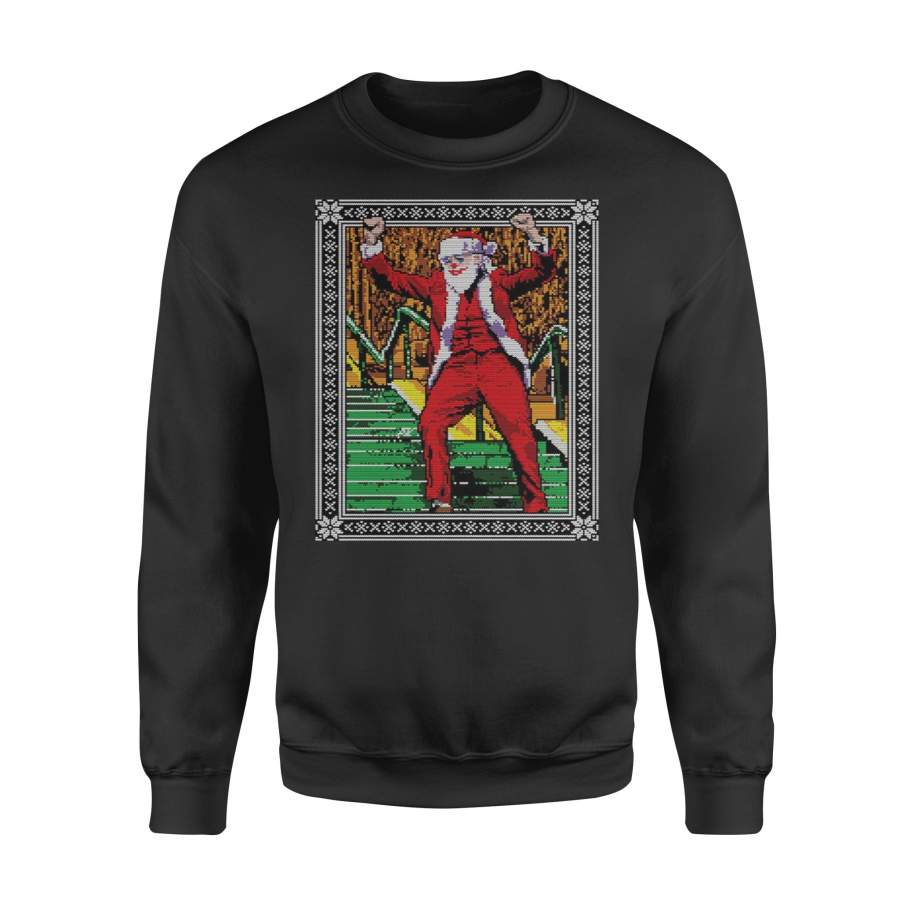 Ugly Christmas Joker dancing on stairs Dank Meme T Shirt – Standard Fleece Sweatshirt