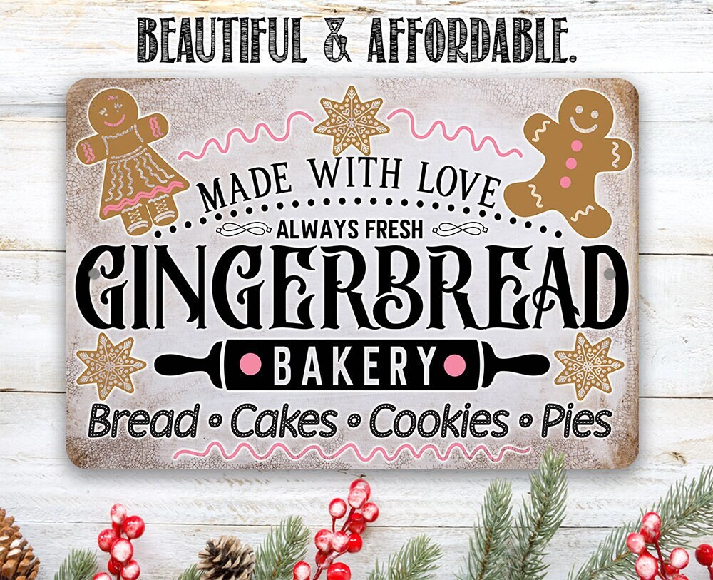 Gingerbread Bakery – 8″ x 12″ or 12″ x 18″ Aluminum Tin Awesome Metal Poster