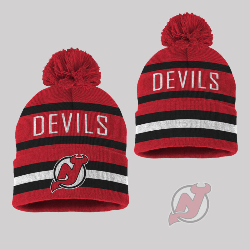 New Jersey Devils Fanatics Branded Authentic Pro Draft Cuffed Knit Hat With Pom