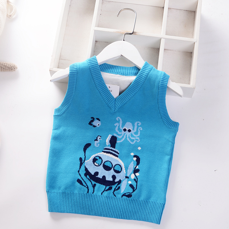 2022 Spring Autumn V-Neck Toddler Baby Boys Knit Vest Kids Jumper Sweaters Vest Children Clothing Sleeveless Boys Pullover Coat alx