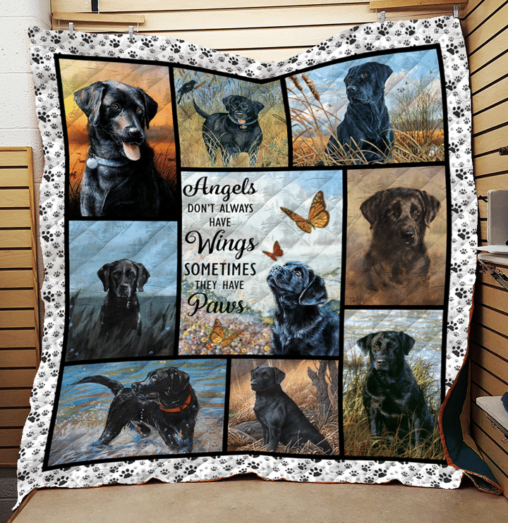 Angles Don’T Always Have Wings – Labrador Blanket Gift For Black Labrador Dog Lovers Friend Birthday Gift Home Decor Bedding Couch Sofa Soft And Comfy Cozy