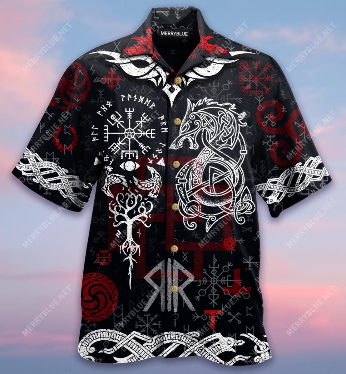 Viking Blood Run Through My Veins Aloha Hawaiian Shirt Colorful Short Sleeve Summer Beach Casual Shirt For Men And Women