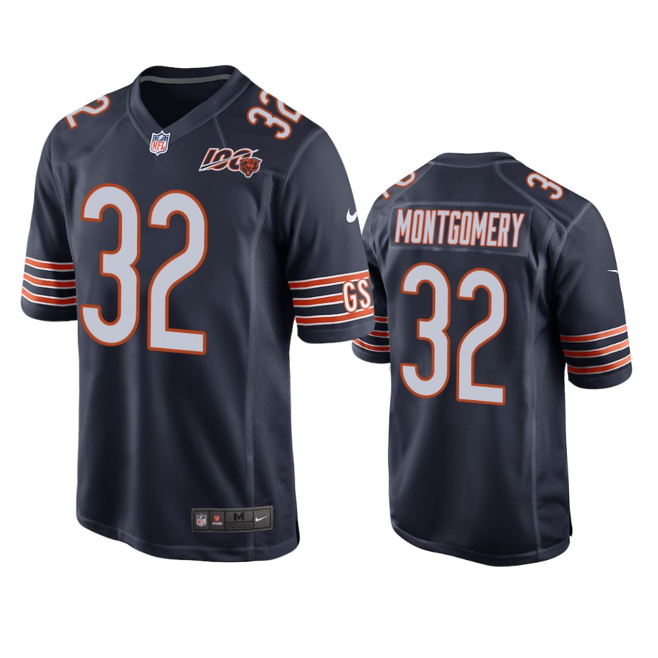 Chicago Bears David Montgomery Navy 100th Season Game Jersey – Mens