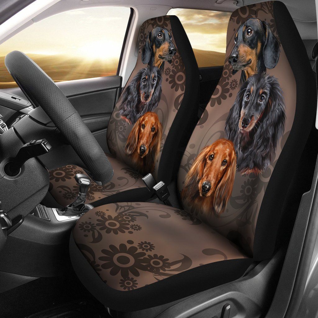 Vintage Face Dachshund Car Seat Covers | Dog Car Seat Covers Set Of 2