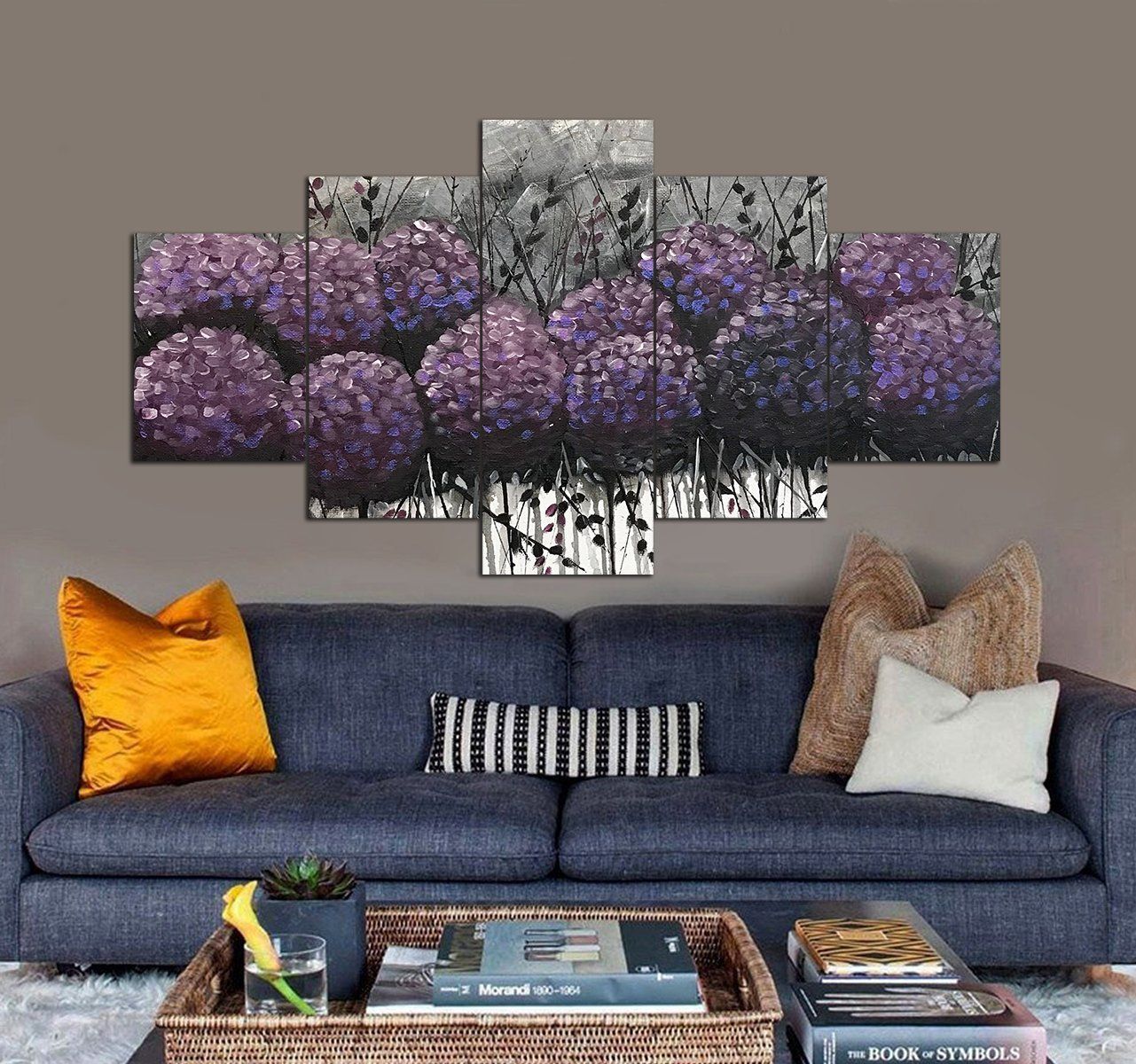Giant Allium Flower Paintings 3D 5 Piece Canvas Art