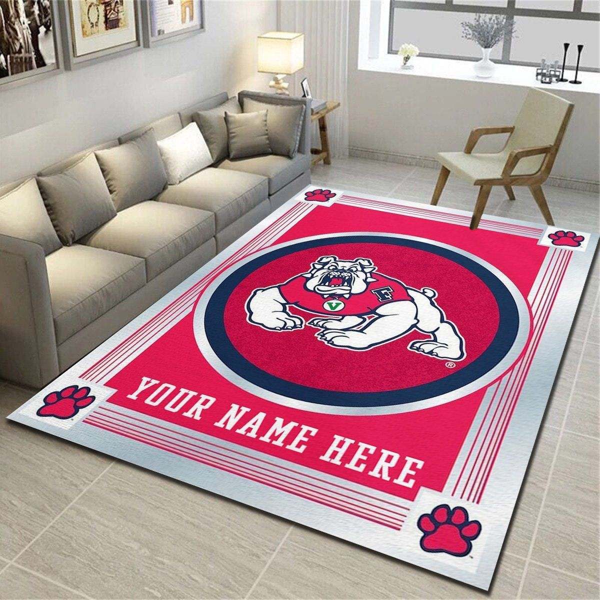 Fresno State Bulldogs Personalized Rug, Team Living Room Carpet, Customized Fan Cave Floor Mat