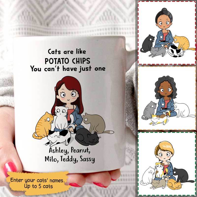 Cats Are Like Potato Chips Personalized Cat Coffee Mug