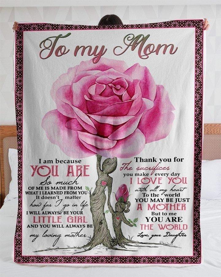 [Personalized Name] Pink Rose Daughter Gift For Mom I Love You With All My Heart –  Gift For Mommy, Gift For Home Decor, Gift For Family  – Fleece Blanket