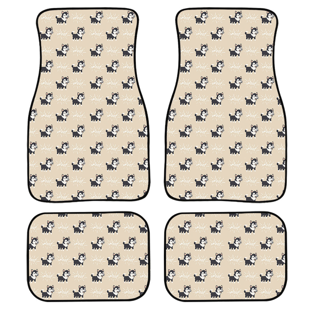 Cute Siberian Husky Pattern Print Front And Back Car Floor Mats, Front Car Mat