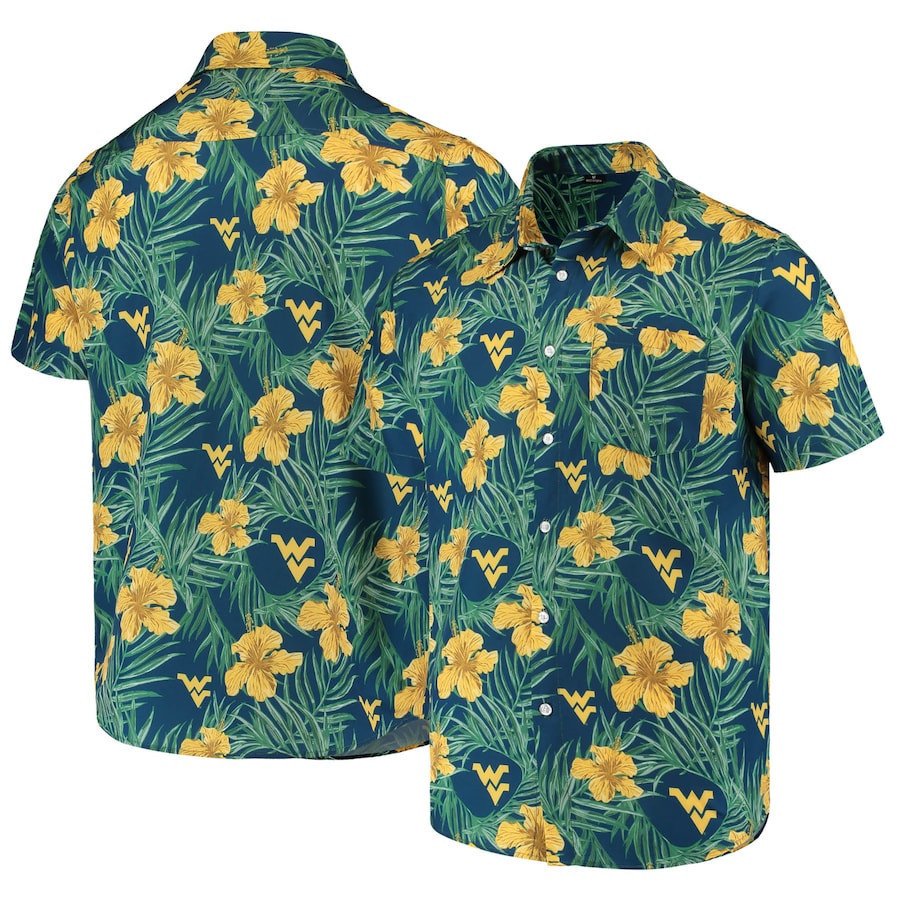 West Virginia Mountaineers Navy Floral Hawaii Shirt Ha75160