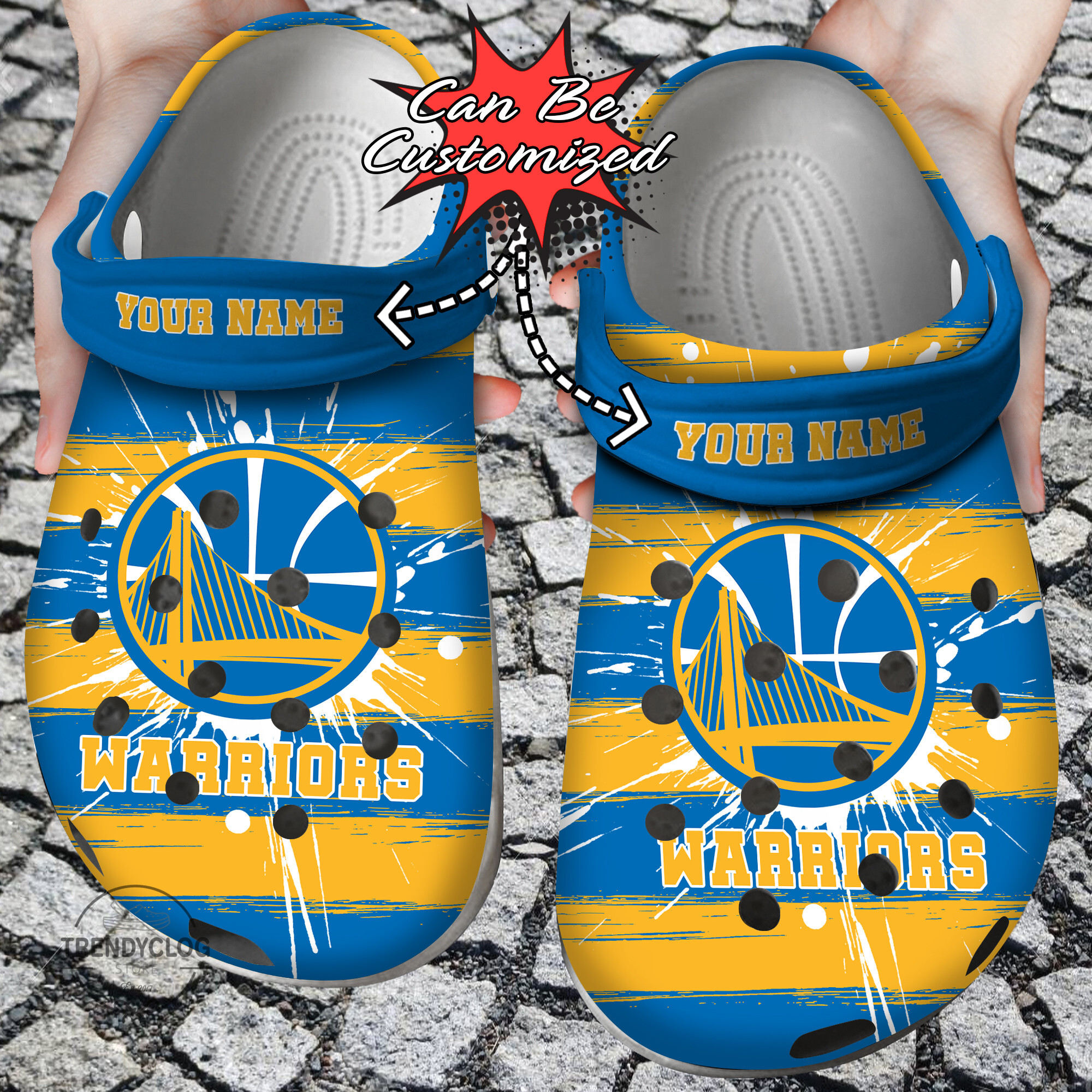 Basketball Crocs – Personalized G.Warriors Spoon Graphics Watercolour Clog Shoes