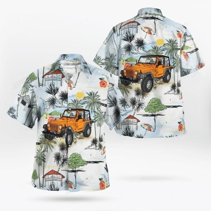 Hawaii Aloha Shirts Jeep Ocean Pattern Ha7779