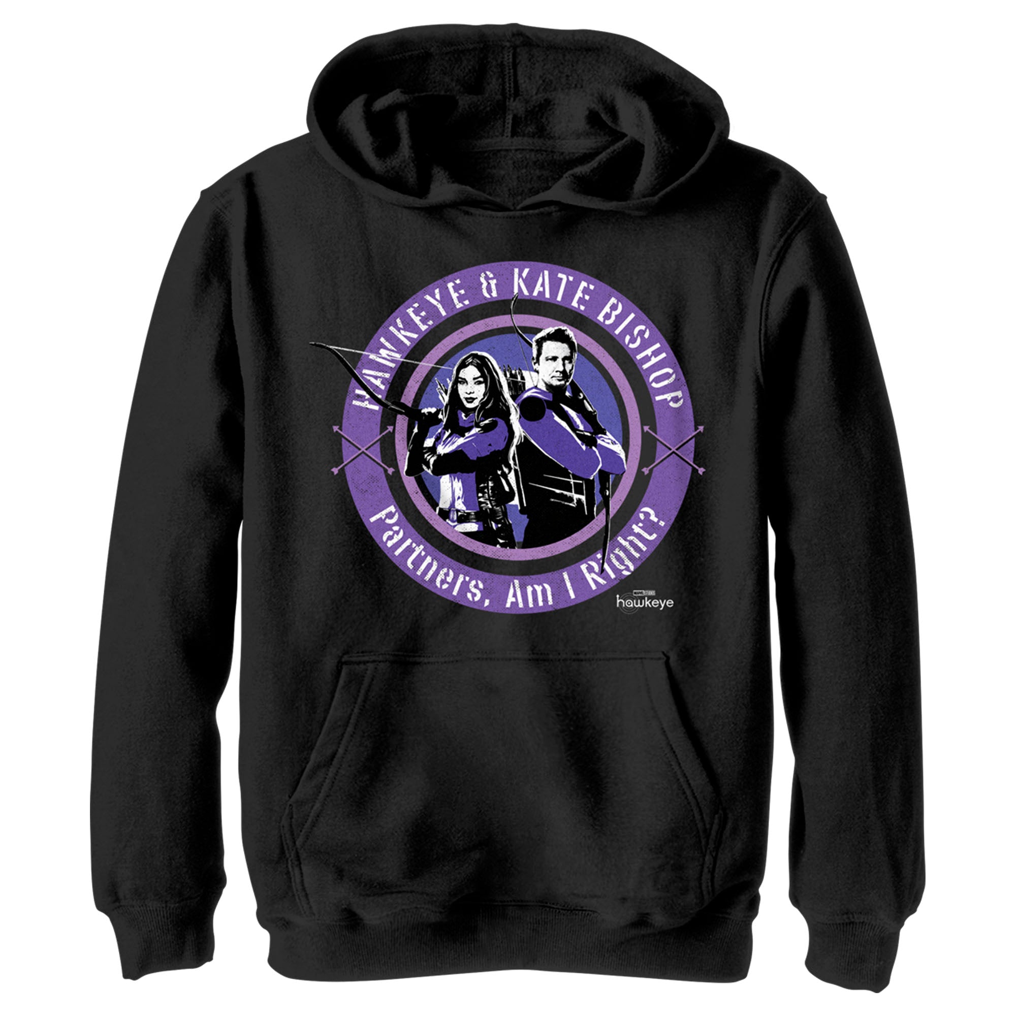 Boy’S Marvel Hawkeye Partners, Am I Right? Stamp Pull Over Hoodie