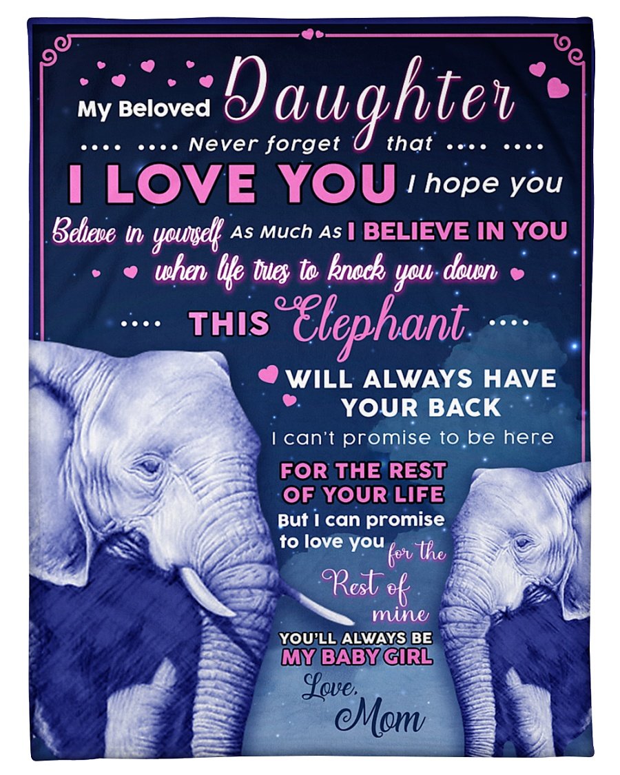 To My Daughter, Gift For Daughter, Meaning Gift Idea Elephant Fleece Blanket