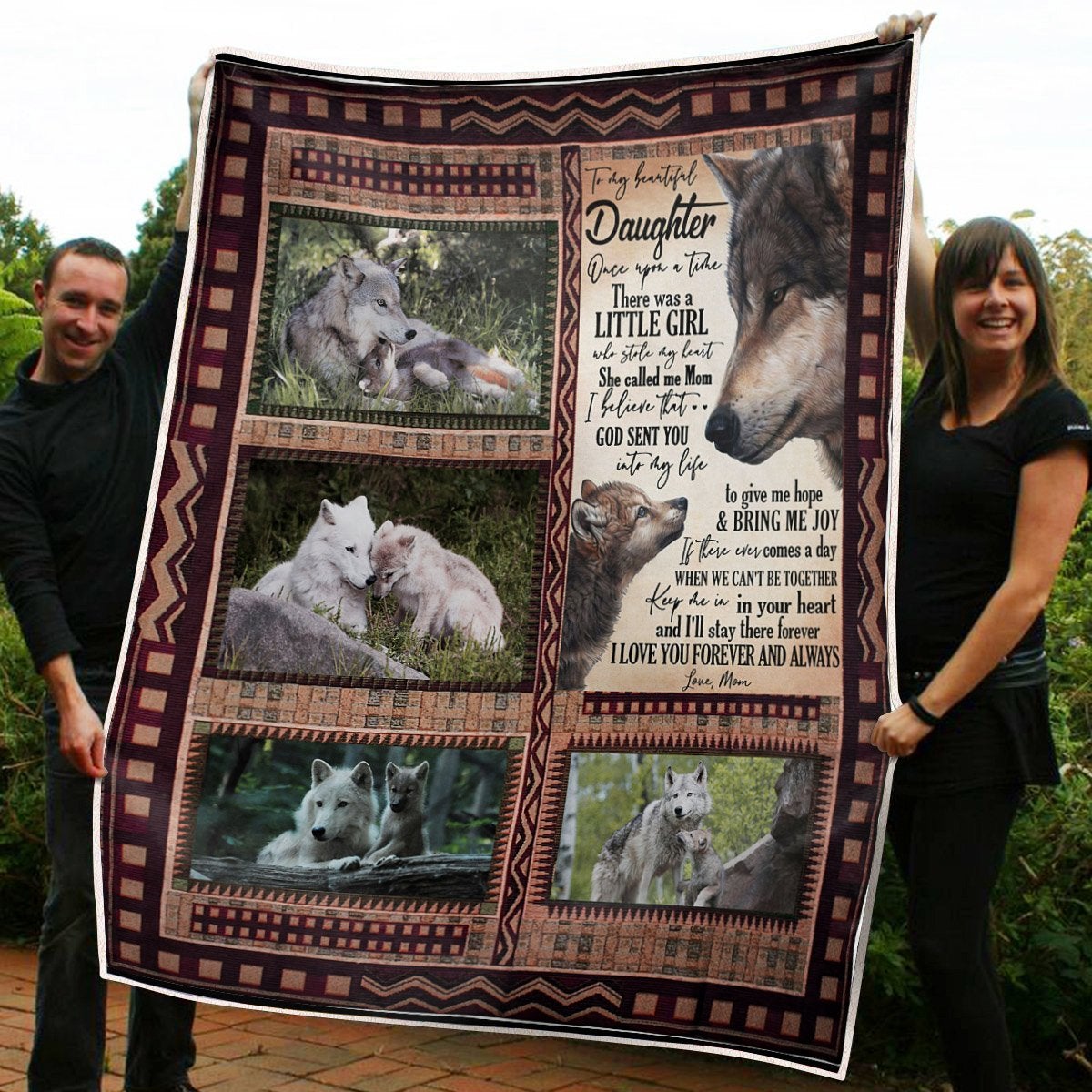 To My Daughter Blanket Wolf Keep Me In Your Heart Gift From Mom Fleece Blanket Unique Gifts