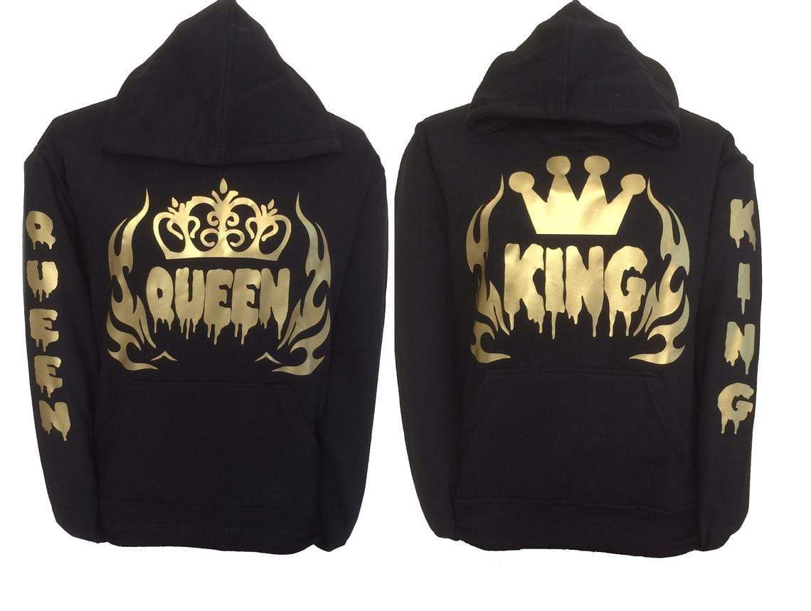 King And Queen Golden Black Hoodie 3D All over print