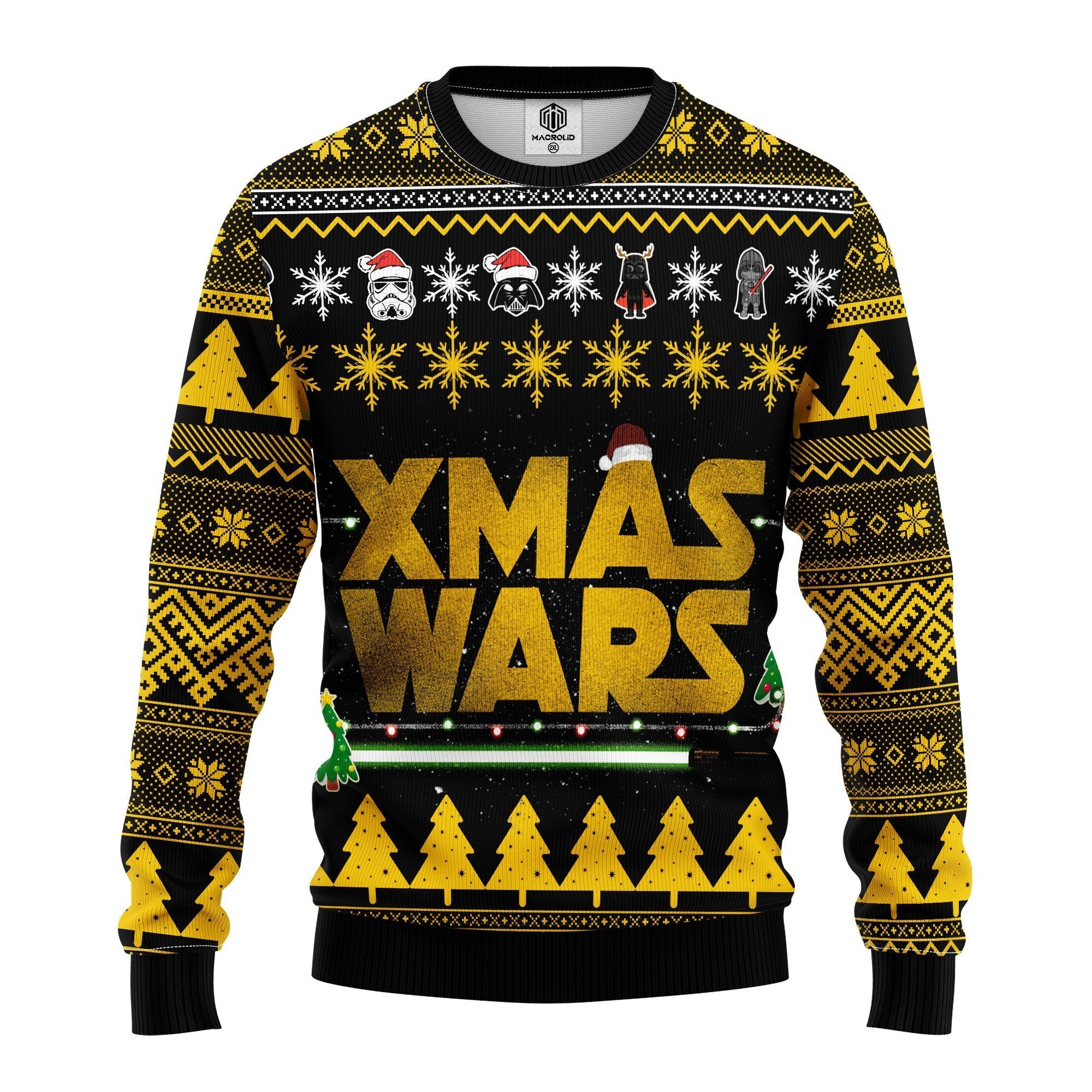 Unifinz Sw Christmas Sweater Xmas Wars Stormtrooper Darth Vader Golden Black Ugly Sweater 2022